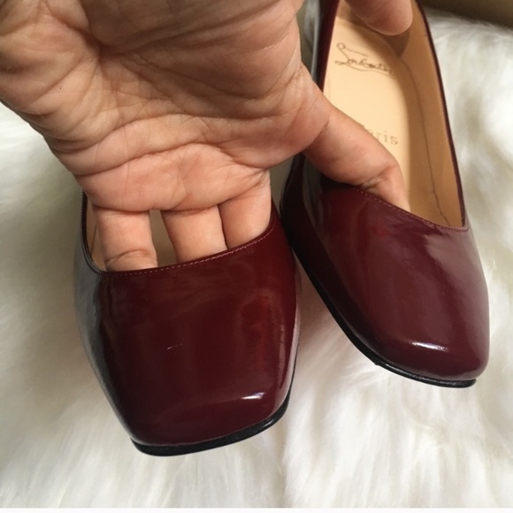 Christian Louboutin square toe burgundy kitten heels - Picture 6 of 12